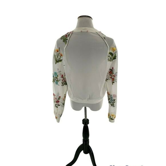 Chelsea & Violet Mesh Jacket Womens XL Knit Floral Embroidered Zipper Cropped - Picture 3 of 8